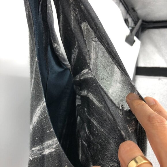 HELMUT LANG  Black & Grey Tie-Dye Print Abstract Asymmetrical Midi Dress size S - Picture 9 of 16